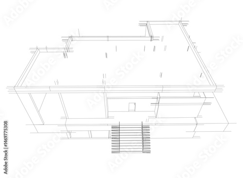 house building sketch architecture 3d illustration