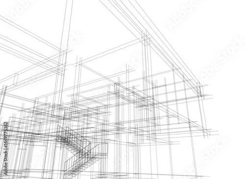 house building sketch architecture 3d illustration