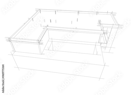 house building sketch architecture 3d illustration