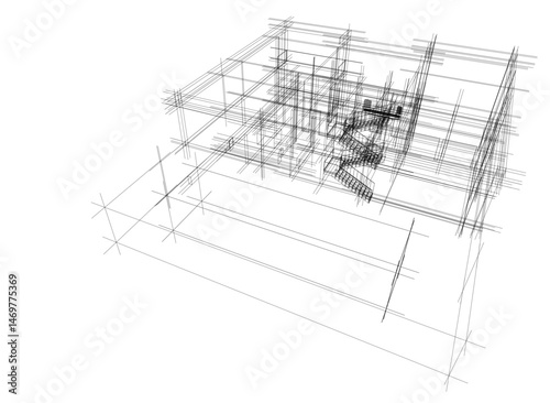 house building sketch architecture 3d illustration