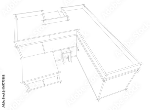 house building sketch architecture 3d illustration