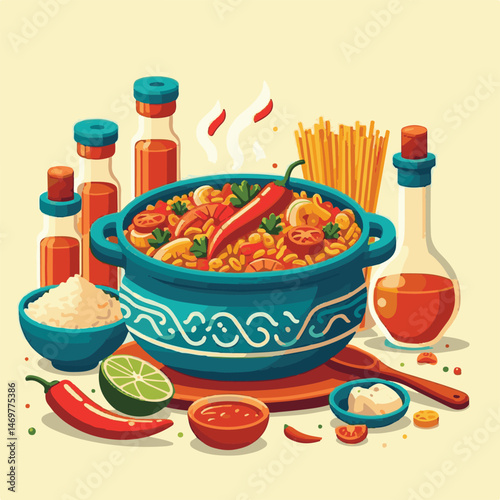 rice, jambalaya, dish, dinner, american, creole, cuisine, food, louisiana, meal, chicken, vegetable, sausage, meat, shrimp, cooked, gourmet, tomato, cajun, spanish, spicy, paella, bowl, onion, lunch, 