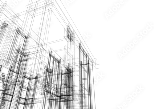 house building sketch architecture 3d illustration