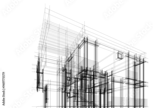 house building sketch architecture 3d illustration