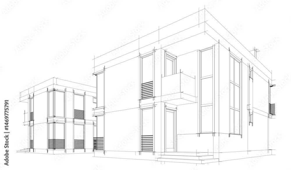 house building sketch architecture 3d illustration house building sketch architecture 3d illustration