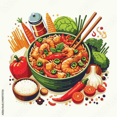 rice, jambalaya, dish, dinner, american, creole, cuisine, food, louisiana, meal, chicken, vegetable, sausage, meat, shrimp, cooked, gourmet, tomato, cajun, spanish, spicy, paella, bowl, onion, lunch, 