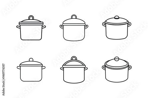 stock pot icon line art vector illustration