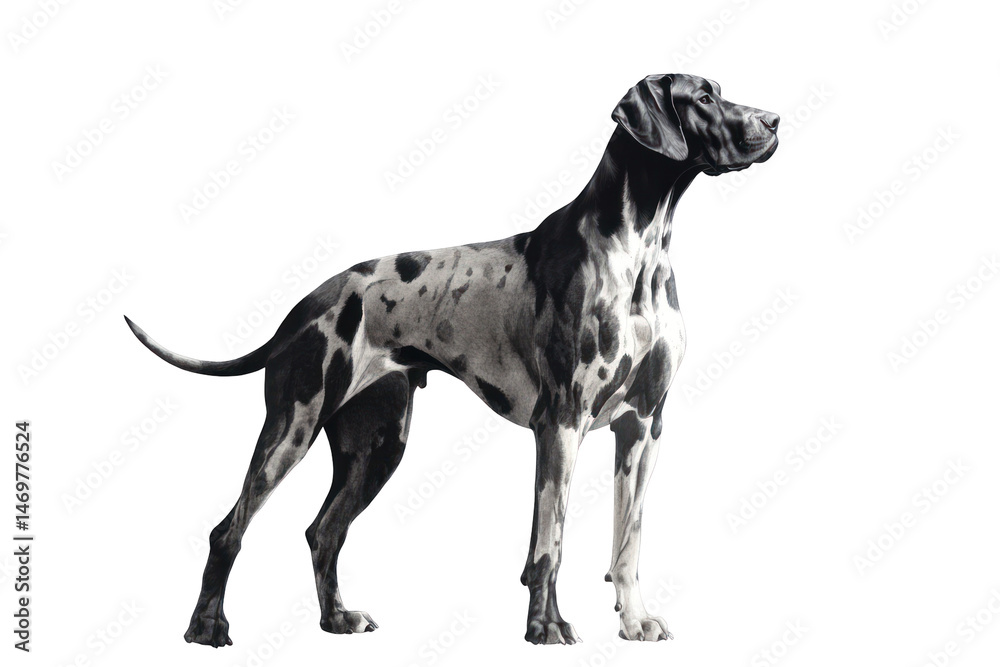 Fototapeta premium Elegant Dog Pose: A majestic dog stands tall, captured in a classic pose, highlighting its striking appearance and grace. 