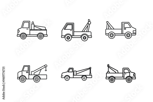 tow truck line art vector illustration