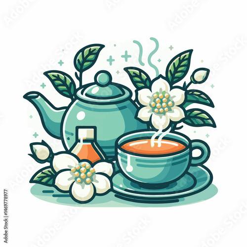 aroma, jasmine, green, background, herbal, tea, flower, plant, drink, natural, healthy, cup, organic, white, fresh, beverage, floral, blossom, bloom, nature, blooming, hot, spring, petal, breakfast, c