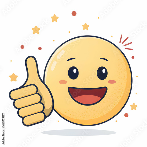 Happy Emoji Thumbs Up: Positive Feedback Illustration