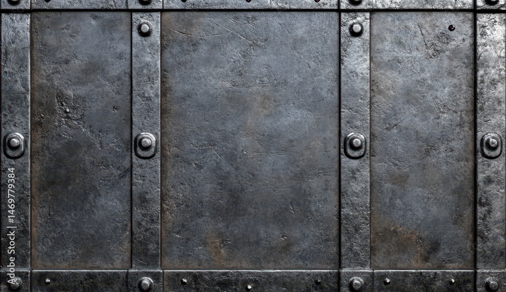 Fototapeta premium Aged metal panels with riveted borders