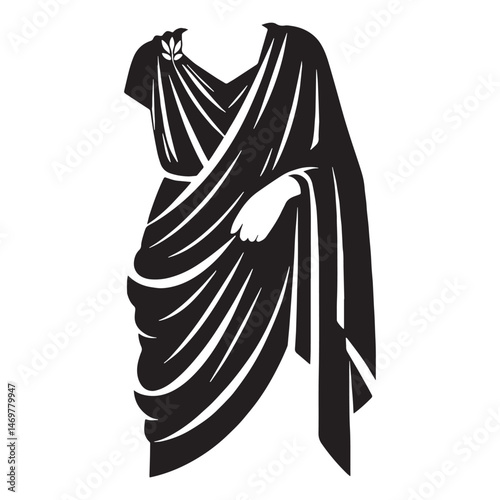 Roman stola dress with waist cinch silhouette – Roman stola dress vector – Roman stola dress illustration – ladies dress silhouette – silhouette of Roman stola dress


