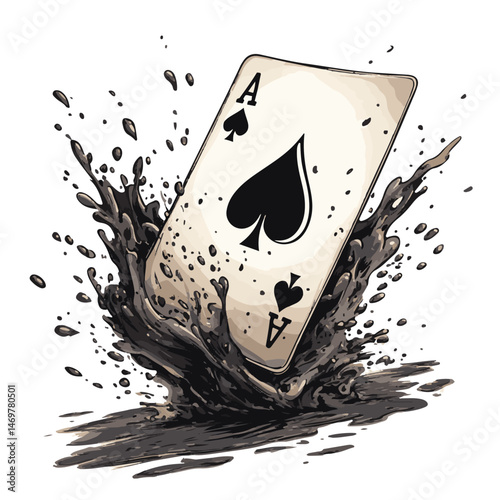 Ace Of Spades Card With Liquid Splash Gambling And Casino Concept