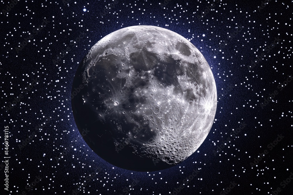 Fototapeta premium Moon in a starry night sky