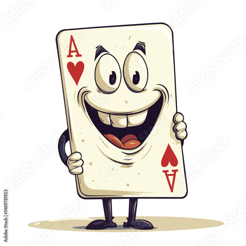 Cartoon Ace Of Hearts Character Smiling With Hands In Front Vector Illustration