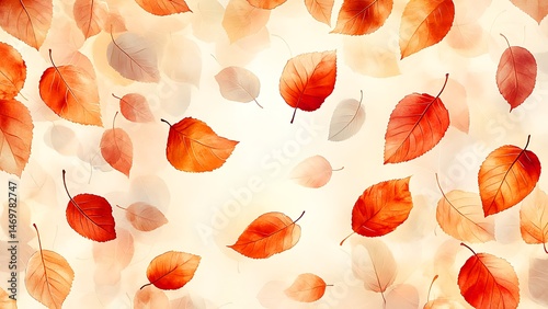 Watercolor autumn leaves floating against a soft warm background beautiful seasonal illustration