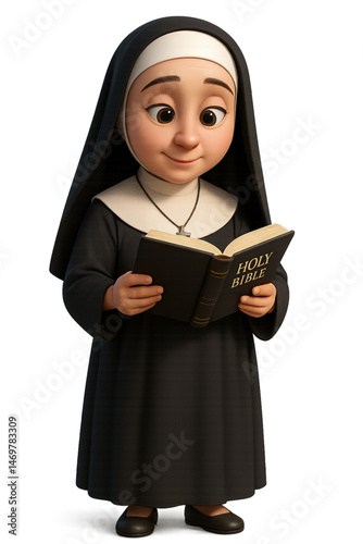 Catholic monk with a bible a transparent background