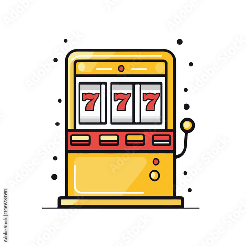 Lucky Slot Machine Showing Three Sevens Isolated On White Background Vector Illustration