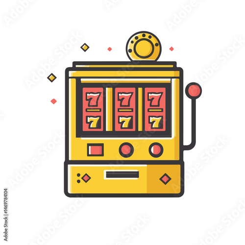 Lucky Seven Slot Machine Icon Featuring Retro Colors And Playful Design