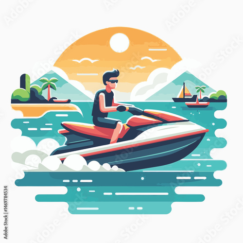 water, sport, summer, boat, sea, ocean, activity, jet, speed, wave, fun, recreation, vacation, travel, fast, ski, outdoor, holiday, beach, scooter, blue, lifestyle, leisure, jetski, extreme, transport