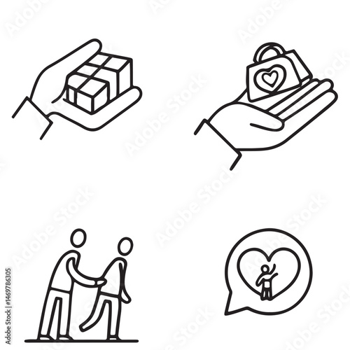 Charity icon set, Share, help care icon collection vector