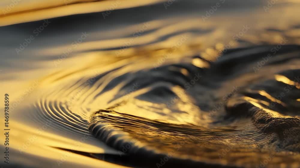 Abstract water surface with gentle ripples reflecting warm golden light, creating a serene and fluid natural background texture.