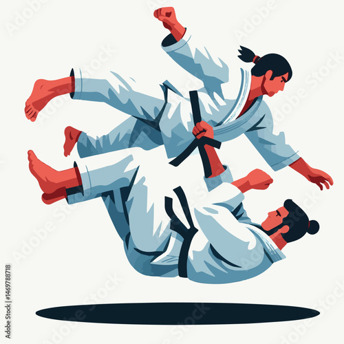 judo, sport, athlete, training, fight, karate, man, fighter, male, kimono, martial, taekwondo, exercise, combat, art, belt, isolated, action, professional, illustration, competition, active, vector, b