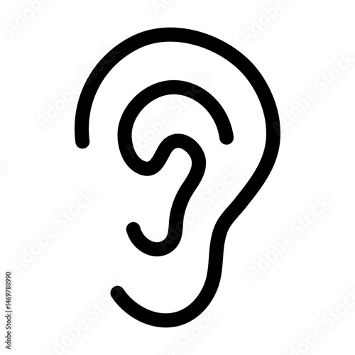 
Illustration showing a black ear icon on a white background