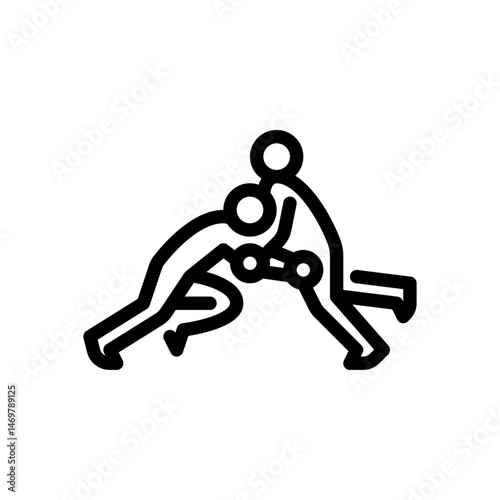 fighter grappling outline icon. MMA move line art illustration.