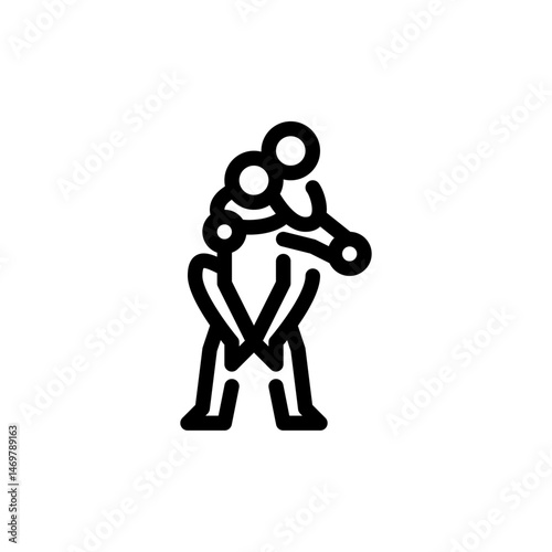 choke submission outline icon. MMA move line art illustration.