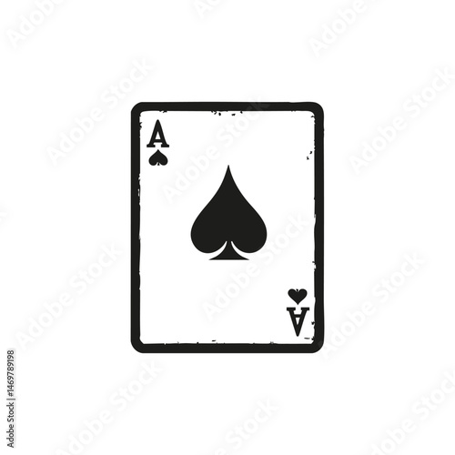 Ace Of Spades Playing Card Solid Icon. Classic Gambling And Poker Gaming Silhouette Symbol. Vintage Style, Iconic Deck Image. Isolated Vector Illustration