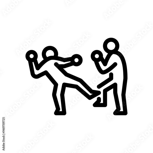 low kick outline icon. MMA move line art illustration.