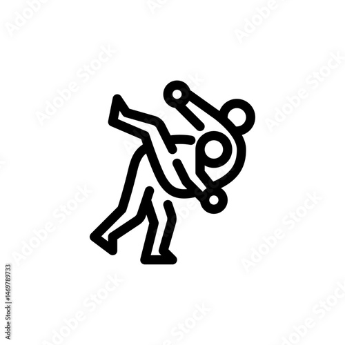 takedown outline icon. MMA move line art illustration.