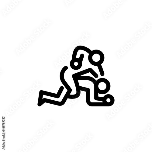 grappling outline icon. MMA move line art illustration.