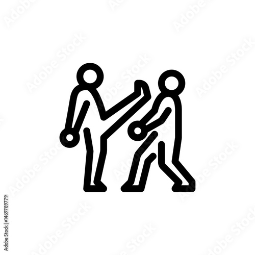 front kick knockout outline icon. MMA move line art illustration.