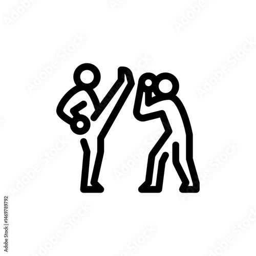 axe kick outline icon. MMA move line art illustration.