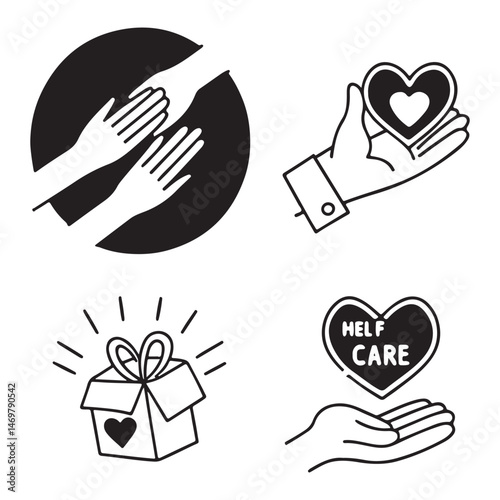 Charity icon set, Share, help care icon collection vector