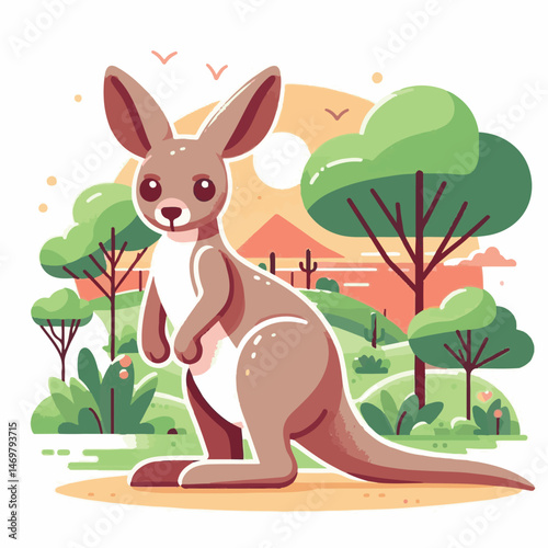 kangaroo, australia, animal, australian, nature, mammal, wildlife, marsupial, cute, wild, illustration, vector, baby, pouch, isolated, brown, graphic, fauna, wallaby, zoo, joey, aussie, cartoon, white