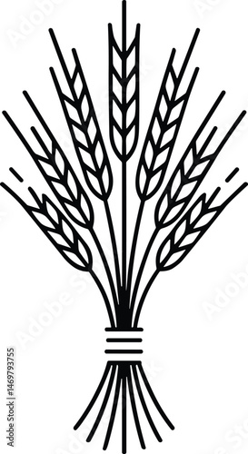 Thanksgiving Wheat Sheaf Line Art – Minimal Harvest Vector Illustration