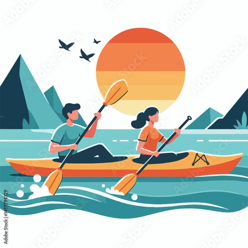 nature, summer, vacation, water, kayak, travel, boat, sport, lake, paddle, holiday, outdoor, active, kayaking, activity, leisure, landscape, canoe, adventure, lifestyle, recreation, tourism, sea, beau