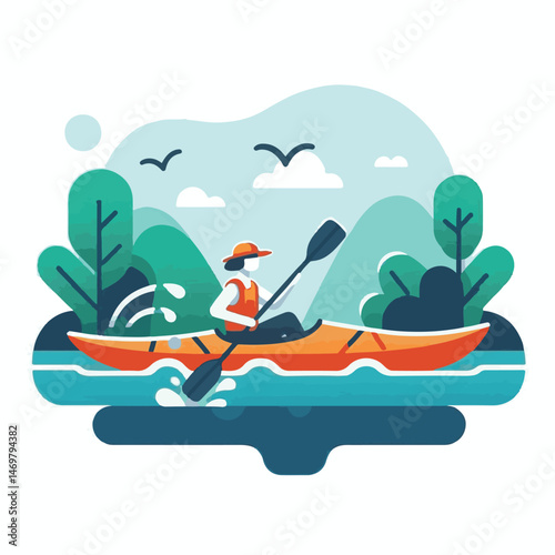nature, summer, vacation, water, kayak, travel, boat, sport, lake, paddle, holiday, outdoor, active, kayaking, activity, leisure, landscape, canoe, adventure, lifestyle, recreation, tourism, sea, beau