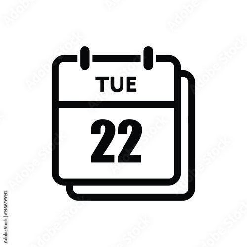 calender icon, 22 tuesday icon with white background