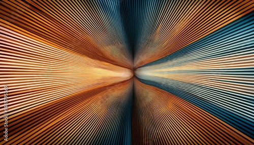 Abstract Orange Teal Lines Convergence Radial Pattern Design Art