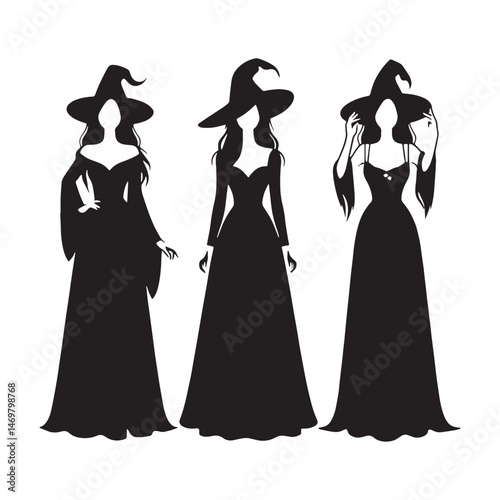 Witchy draped maxi silhouette – witchy dress silhouette – witchy dress vector – witchy dress illustration – ladies dress silhouette – silhouette of witchy maxi

