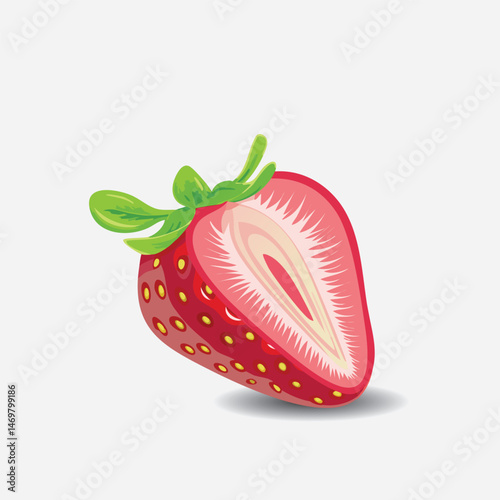 isolated illustration of Slices Strawberry Fruit EPS Vector
