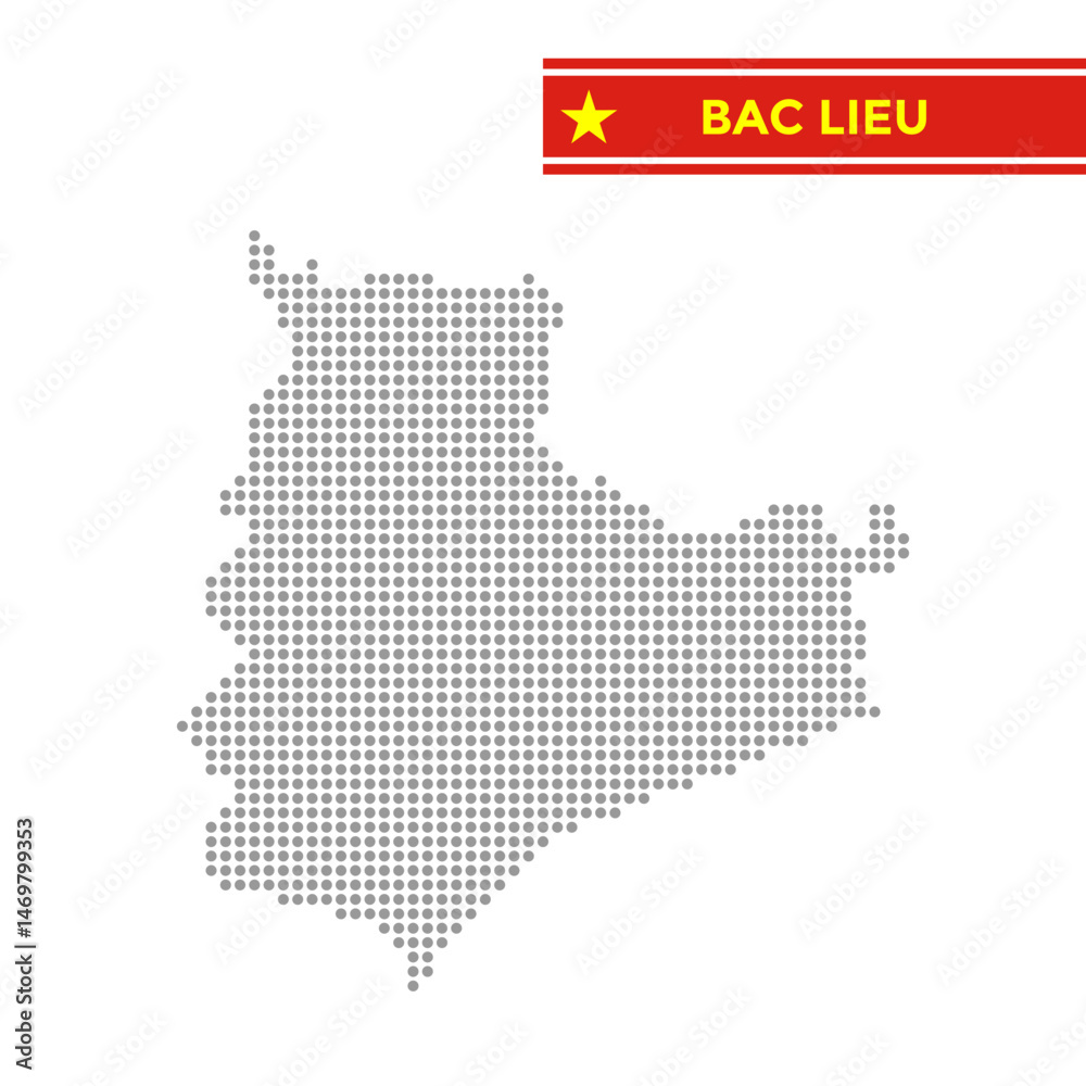 Fototapeta premium Dotted map of Bac Lieu Province in Vietnam