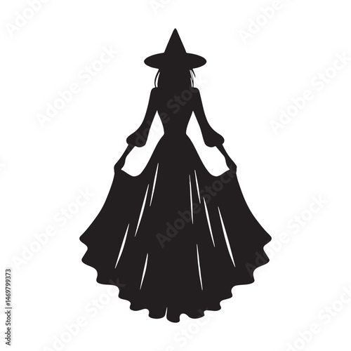 Bohemian witchy maxi silhouette – witchy dress silhouette – witchy dress vector – witchy dress illustration – ladies dress silhouette – silhouette of witchy maxi

