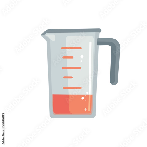 Measuring cup with liquid in a minimalistic style  