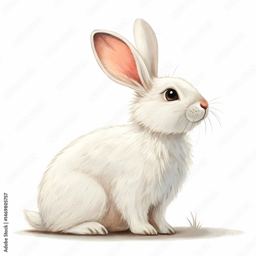 Adorable White Bunny Rabbit Illustration: High-Resolution Image Adorable White Bunny Rabbit Illustration: High-Resolution Image